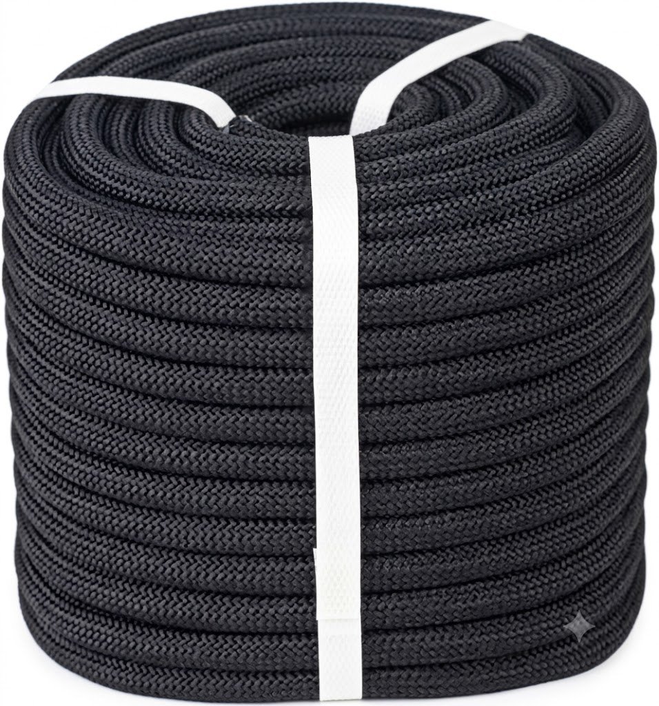 DOUBLE BRAIDED POLYESTER ROPE – BLACK – 100 MTR × 10 MM