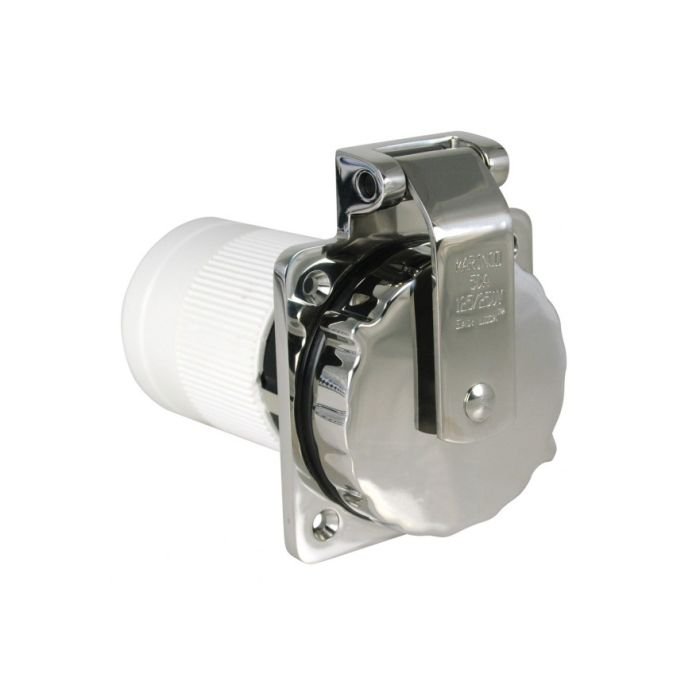 Shore power 50A 125/ 250V 4 wire with SS body & rear safety enclosure